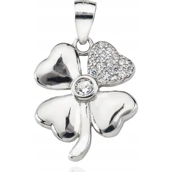 Přívěsek STŘÍBRNÝ ČTYŘLÍSTEK SE ZIRKONY