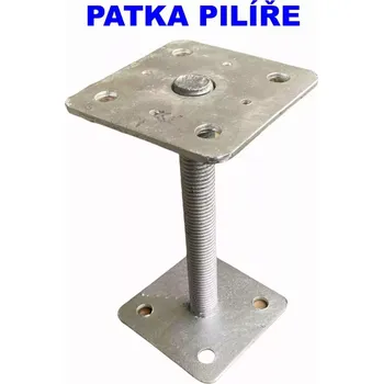 Patka dřevěného pilíře M24x250, spodní deska 110x110mm, vrchní deska 80x80mm, žárový zinek