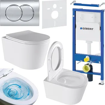 Klozet BPS-koupelny Podomítkový modul Geberit DuoFix s WC mísou EL-WH-03 + ovládací tlačítko Delta 01 chrom