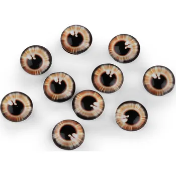 Skleněné oči k nalepení Ø10 a 12 mm hnědá 10 ks