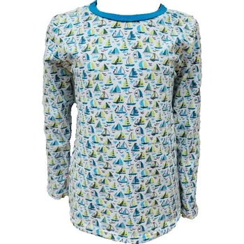 Chlapecké tričko dlouhý rukáv - bílé - plachetnice - doprodej 110,128