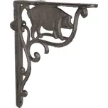 Hnědá litinová policová konzole Prase - 20*20*4 cm 73479605