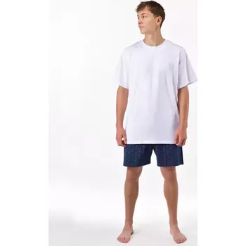 Pánské oblečení GINA pánské pyžamo krátké pánské, šité, s potiskem Pyžama 2025 79194P bílá lékořice L