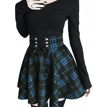 Dámská sukně GOTH25 Sexy kostkovaná minisukně ROCK PUNK - L