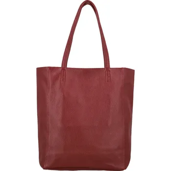 Dámská kožená kabelka na rameno tmavě červená - Delami Vera Pelle Saniela červená