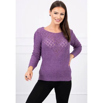 Dámský svetr Kesi Svetr s ažurovým zdobením Barva: Fialová, Velikost: UNI