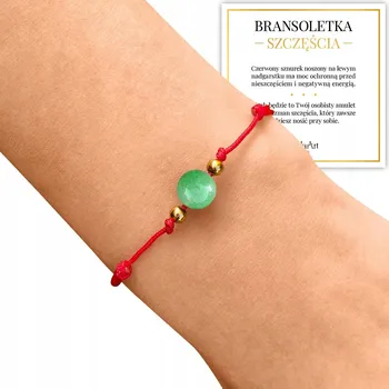 Náramek BRANSOLETKA REGULOWANA AWENTURYN ZELENÝ KULIČKY 8mm