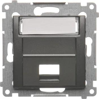 vypínač Kryt telefonní a datové 1 násobné zásuvky Keystone, zkosený, s, Simon 54 DKP1S.01/48, antracitová metalizovaná