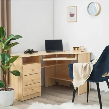 Knihovna Rohový psací stůl z masivní borovice SKLADEM levý Barevné provedení: Přírodní