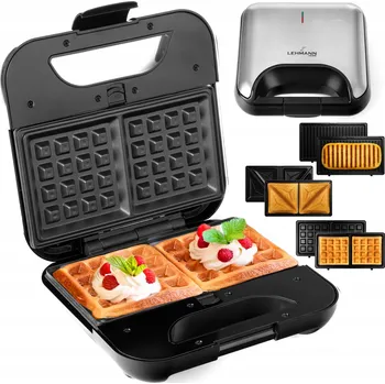 Toustovač Lehmann GRILL VAFLOVAČ 3v1 VELKÝ SILNÝ 1200 stříbrný