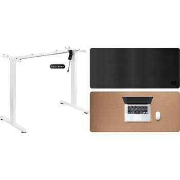 Psací stůl Mozos Rám psacího stolu bílý s elektrickým nastavením výšky BÍLÝ + LDP1260 Černá podložka
