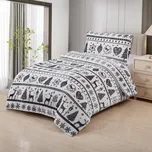 Jahu Povlečení mikroplyš-VÁNOCE ŠEDOBÍLÉ 140x200,70x90cm