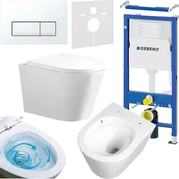 Klozet BPS-koupelny Podomítkový modul Geberit DuoFix s WC mísou PA-WH-TR-02 + ovládací tlačítko Delta 50 bílá
