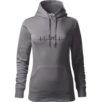 Dámská mikina EKG rodina - kluk holka - Mikina dámská Cape s kapucí - XL ( Ocelově šedá )