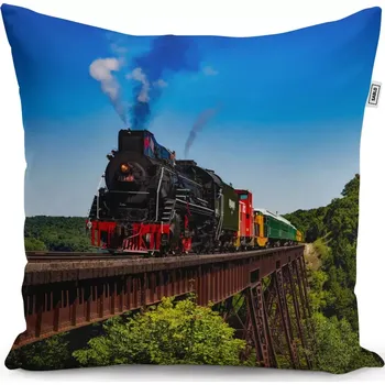 Polštář Sablio Polštář Vlak na mostě - 50x50 cm