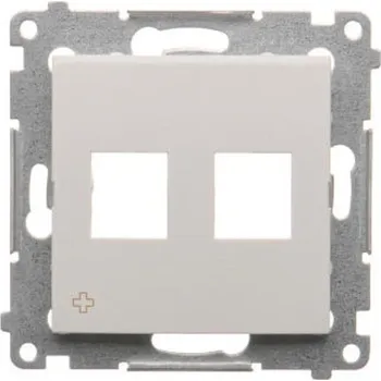 vypínač Kryt telefonní a datové 2 násobné zásuvky Keystone, plochý, Simon 54 DKP2.01/AB11, bílá antibakteriální