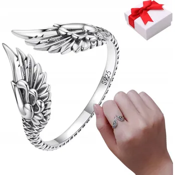 Prsten Prstýnek stříbrný KŘÍDLA nastavitelný + krabička