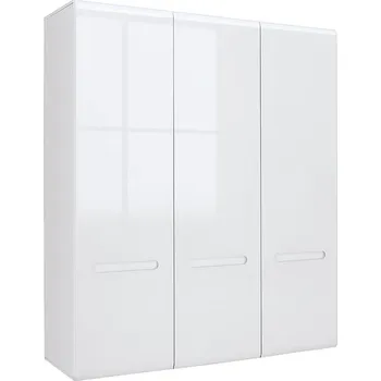 Šatní skříň Skříň Azteca Trio - Black Red White - BRW Bílá / Bílá s Vysokým Leskem 180x210 cm