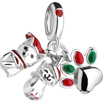 Náramek Stříbrný dětský náramek Beads se smaltem - pes, kočka, tlapka - AP542-9080