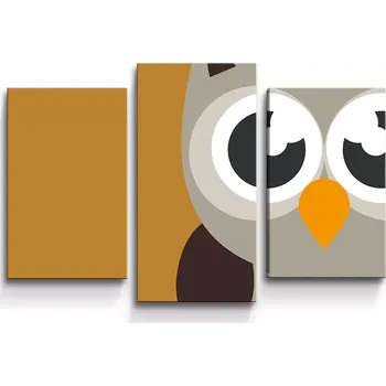 Obraz Sablio Obraz - 3-dílný Kreslená sova - 75x50 cm