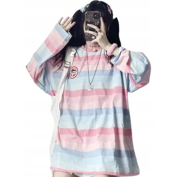 Dámská mikina Dámská halenka Kawaii Harajuku - pastelové pruhy, styl Lolita Anime - M