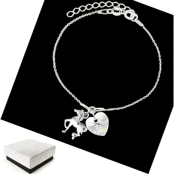 Náramek Náramek Kůň Srdce Koník Náramek s Koněm Stříbro 925