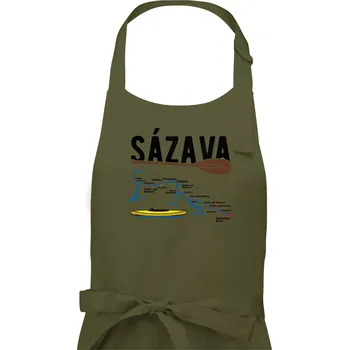 Kuchyňská zástěra Mapa řeky Sázavy - Dámská zástěra na vaření - Univerzální velikost ( Khaki )