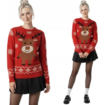 Dámský svetr Dámský vánoční svetr Sob vánoční červený dámský S