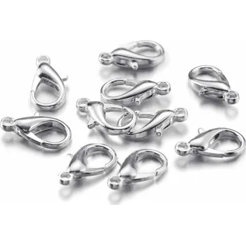 Dětské navlékací korálky Pro Háčkování Karabinka 12 x 7 mm, platina