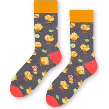 Pánské ponožky Pánské ponožky Velikonoční kuřátko - 44-46 / tmavě šedá