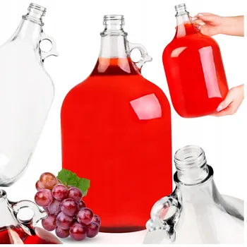 Obraz SKLENĚNÝ DEMIŽON 5L GALON BALON DÁMA LÁHEV BANĚK NA LIKÉRY VÍNO ALKOHOL S VÍČKEM