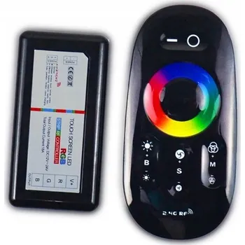 LED páska Ovladač s dálkovým ovládáním pro RGB pásky, dotykový, 18A, 216W, RF, černý