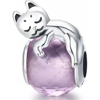 Přívěsek Přívěsek kočka s pastelovým krystalem, korálek kočka, murano stříbro S925