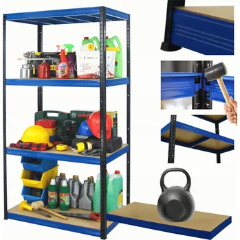 Dílenský regál Kovový regál do skladu, garáže, stojan HELIOS 180x90x40cm, 4 police, nosnost 175kg na polici PL