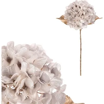 umělá květina Umělá řezaná Hortenzie, bílá s pozlacením, 65 cm