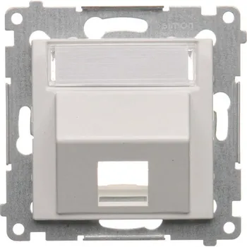 Elektrická zásuvka Kryt telefonní a datové 1 násobné zásuvky Keystone, zkosený, s popisným polem, Simon 54 DKP1S.01/11, bílá