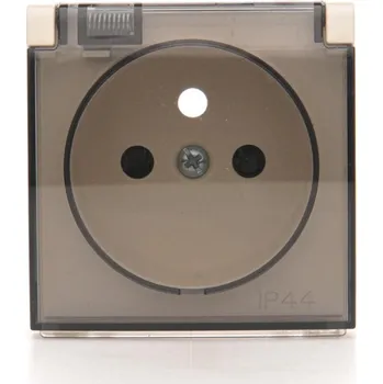 Elektrická zásuvka Kryt 1 násobné zásuvky, s uzemněním, se clonkami, IP44, průhledné víčko, Simon 54 DGZ1BUZP/41A, krémová