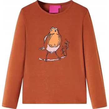 VidaXL Dětské tričko s dlouhým rukávem, koňaková barva, velikost 92
