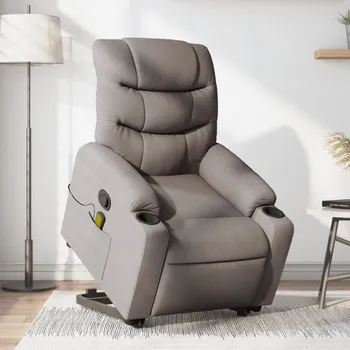 Křeslo Zvedací masážní polohovací křeslo taupe textil IM_3206661