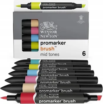 Sada Winsor & Newton Promarker Brush 6 středních odstínů