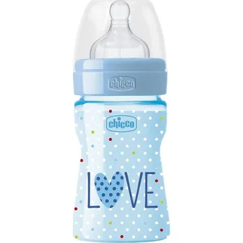 CHICCO Láhev kojenecká Well-Being LOVE silikon 150 ml chlapec 0m+