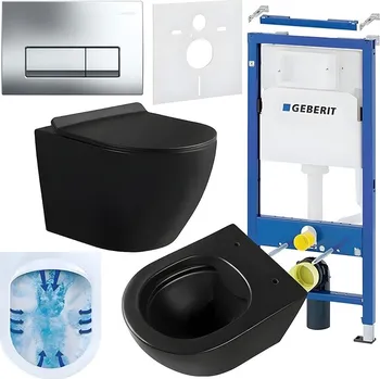 Klozet BPS-koupelny Podomítkový modul Geberit DuoFix s WC mísou MU-MTB-RIM-01 + ovládací tlačítko Delta 50 chrom