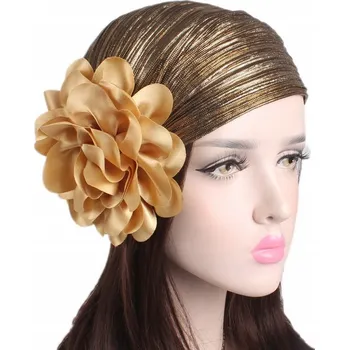 Brož Velká KVĚTINOVÁ BROŽ béžová 20cm saténová RŮŽE elegantní