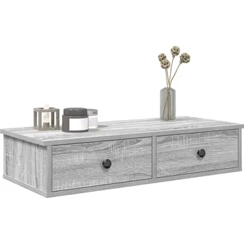 police vidaXL Nástěnná police se zásuvkami 80 x 31 x 17 cm kompozit [859953] Barva: šedá sonoma