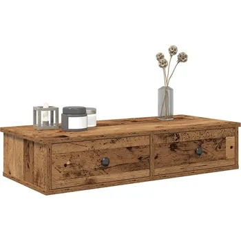 Koupelnový nábytek vidaXL Nástěnná police se zásuvkami 80 x 31 x 17 cm kompozit [859953] Barva: Staré dřevo