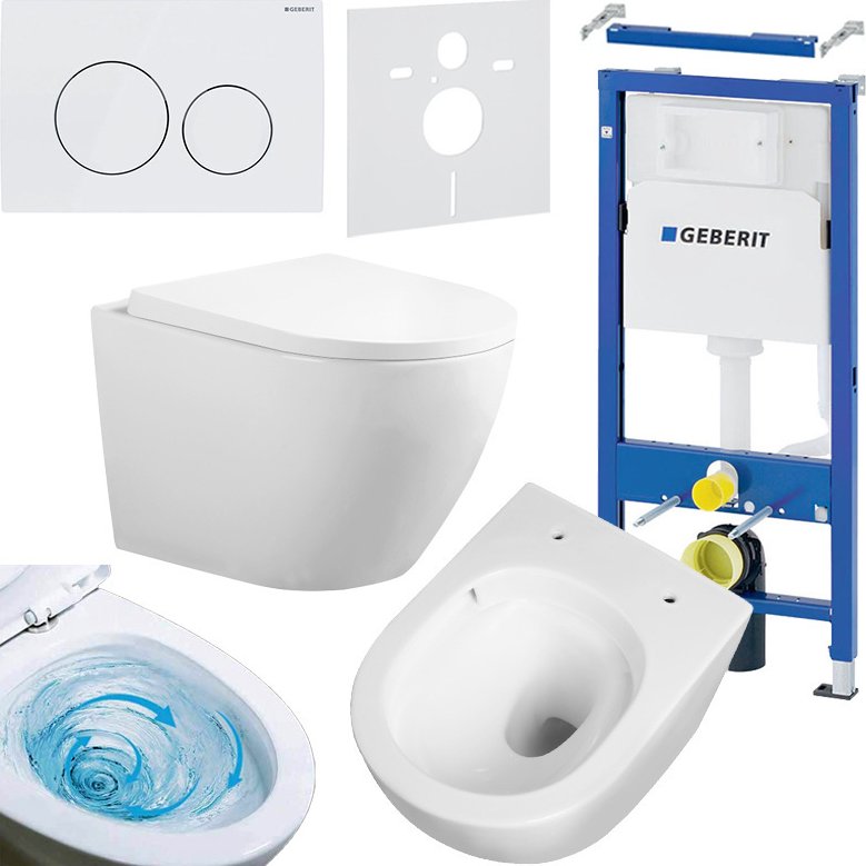 BPS-koupelny Podomítkový modul Geberit DuoFix s WC mísou FW-WH-TR-02 + ovládací tlačítko Delta 20 bílá