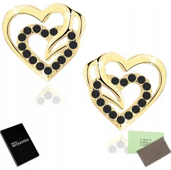 Náušnice NÁUŠNICE ZLATÉ DÁMSKÉ SRDÍČKOVÉ ŠROUBKY STŘÍBRO 925