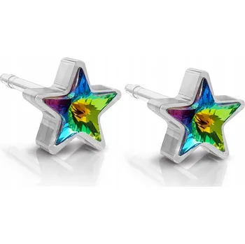 Náušnice Hvězdičky zelené třpytivé 6 mm