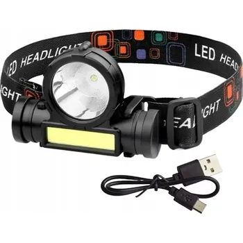 Čelovka Čelovka LED Dobíjecí USB Svítilna na Hlavu Rybářská Turistická