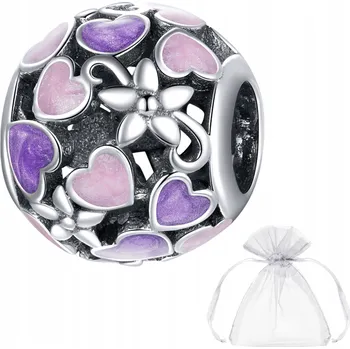 Přívěsek Charms zawieszka srebro 925 Koralik květiny Diamond